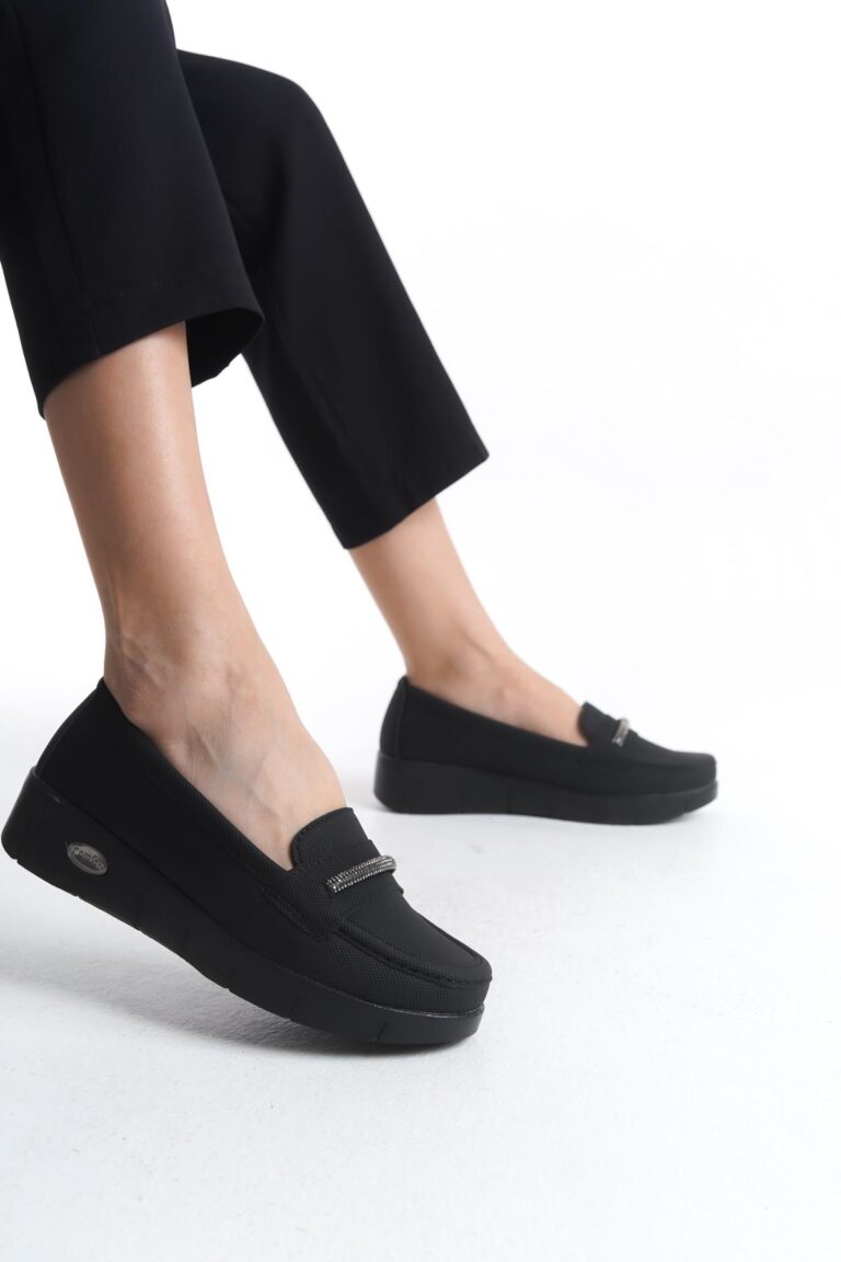 Kadın Önü Taş Detaylı Comfort Taban Loafer Ayakkabı Hafif Taban Rahat Günlük Ayakkabı - Görsel 2