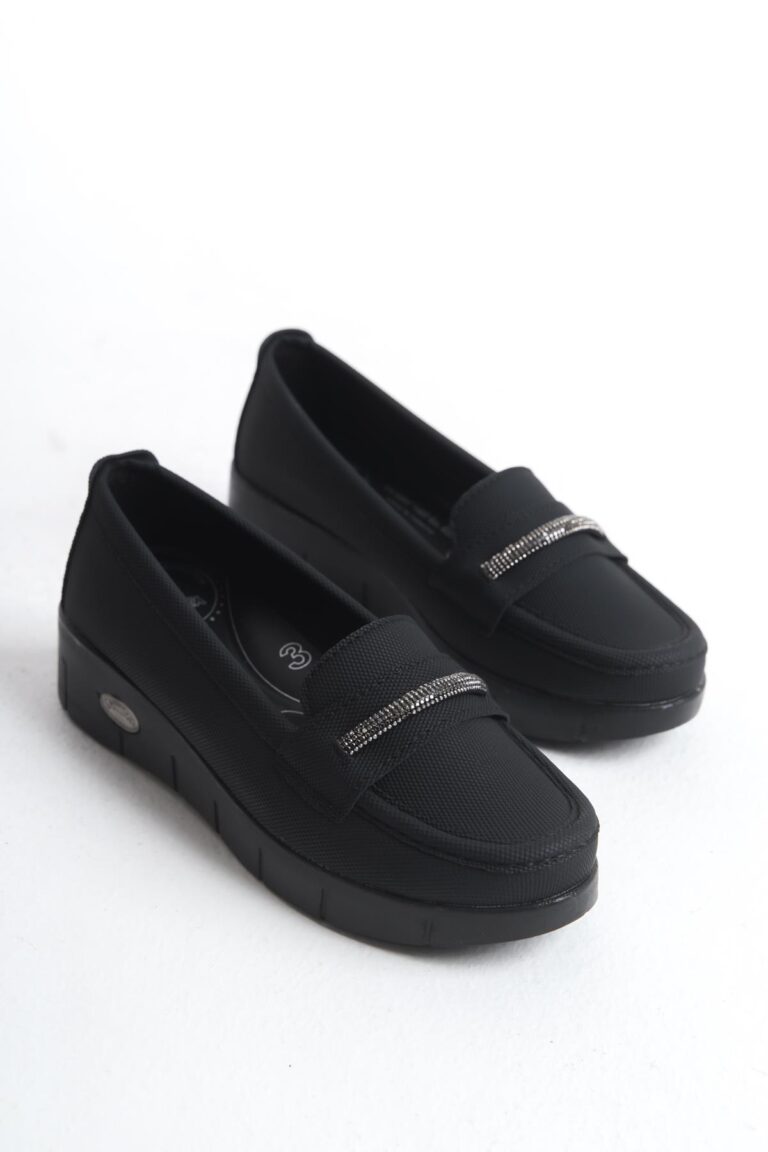 Kadın Önü Taş Detaylı Comfort Taban Loafer Ayakkabı Hafif Taban Rahat Günlük Ayakkabı - Görsel 4